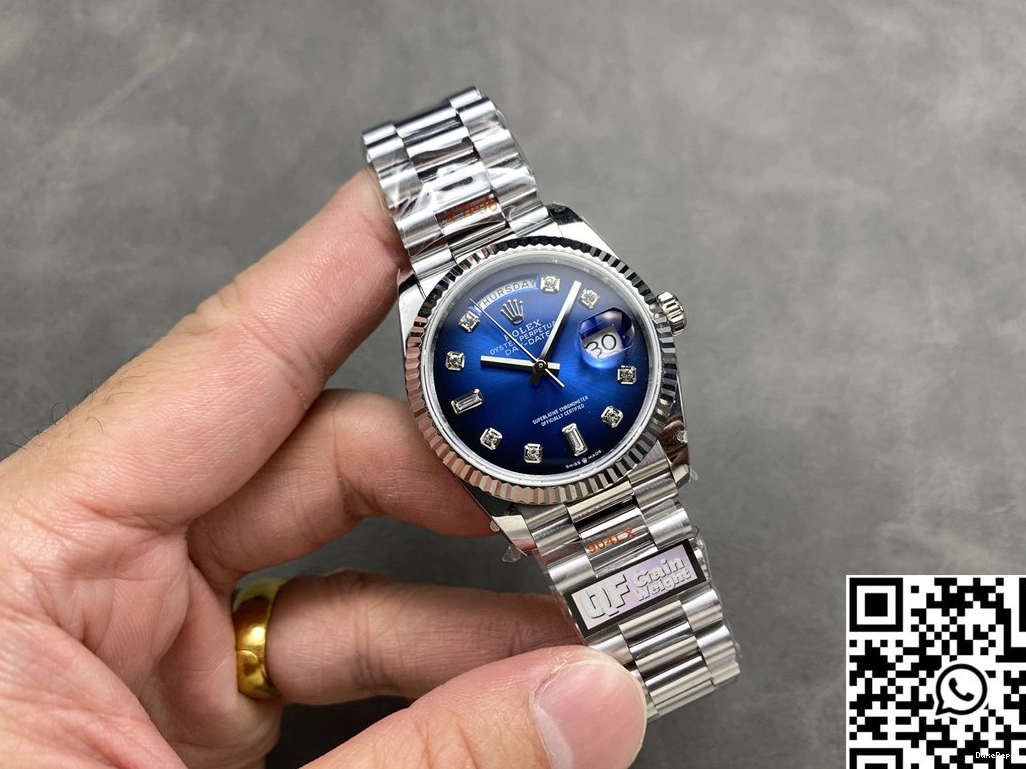 Day 128239-0023 Rolex Date 36mm Steel QF v5 Factory Blue Dial Tungsten 0312